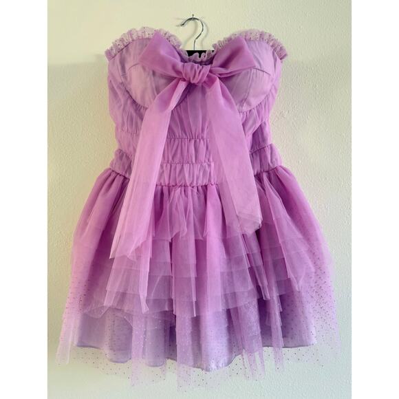 LoveShackFancy NWT Pink Purple Faron Tiered Bow Tulle Ballerina Mini Dress 4 - Picture 6 of 16